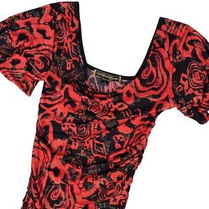 Southpole Dress Women Small Abstract Ruched Short Collection Party Going Out
